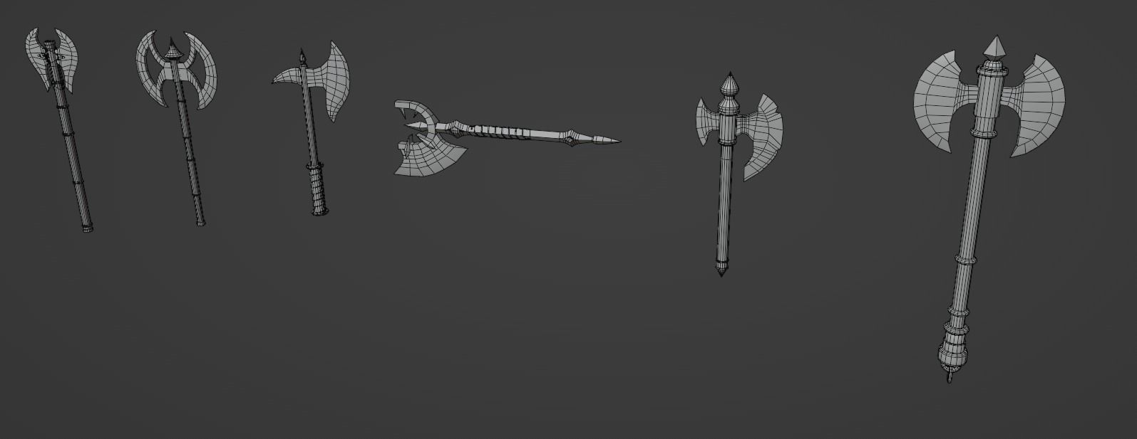 Axe pack Low-poly 3D model_14