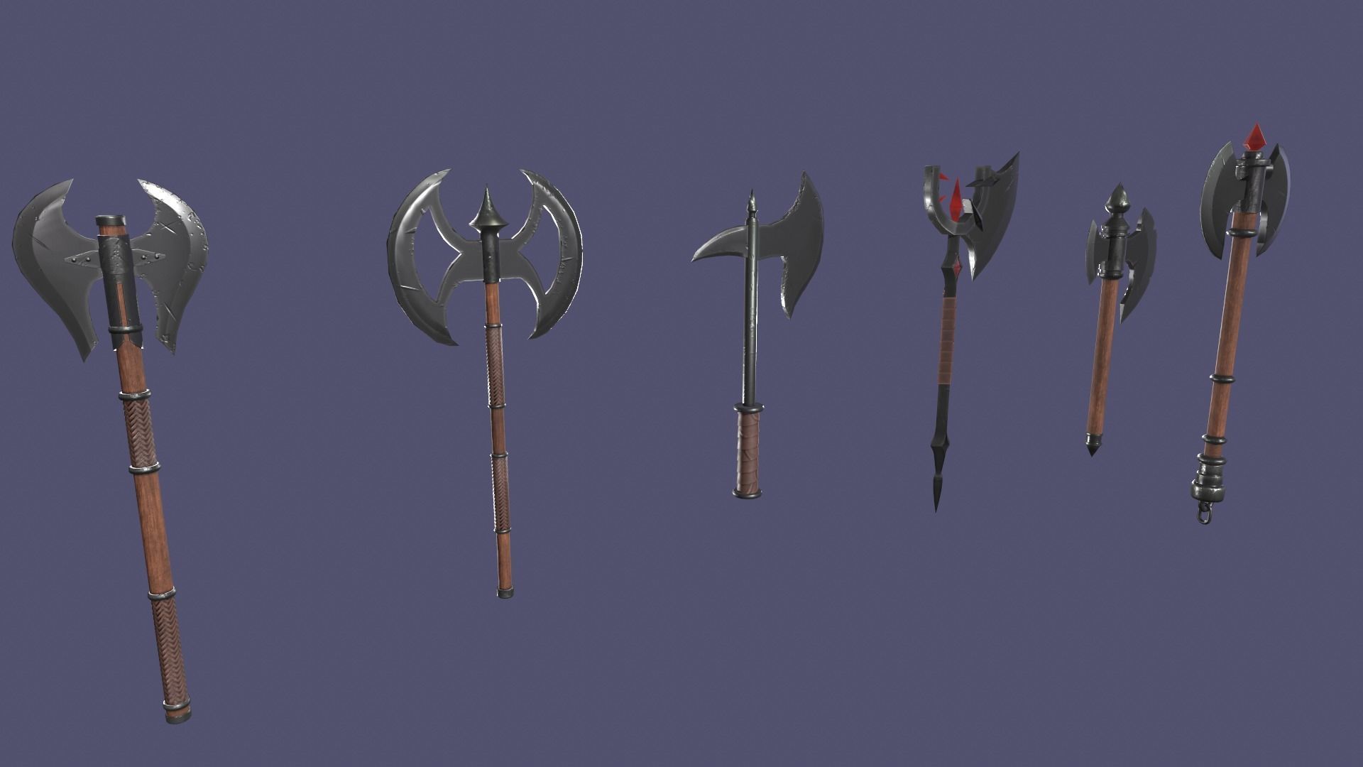 Axe pack Low-poly 3D model_1