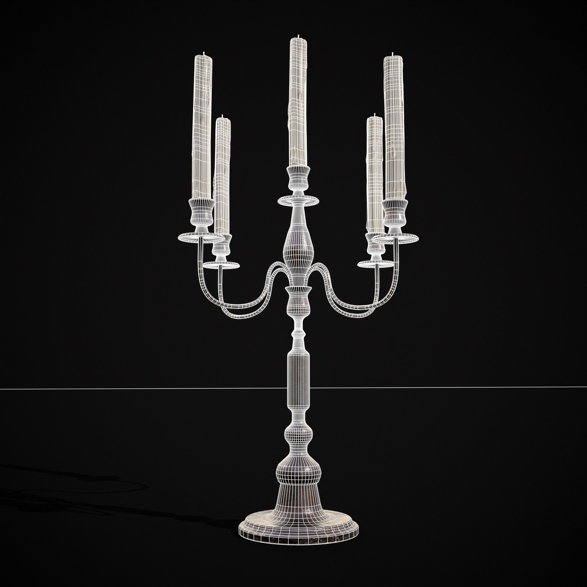 Five Point Candelabra Low-poly 3D model_22