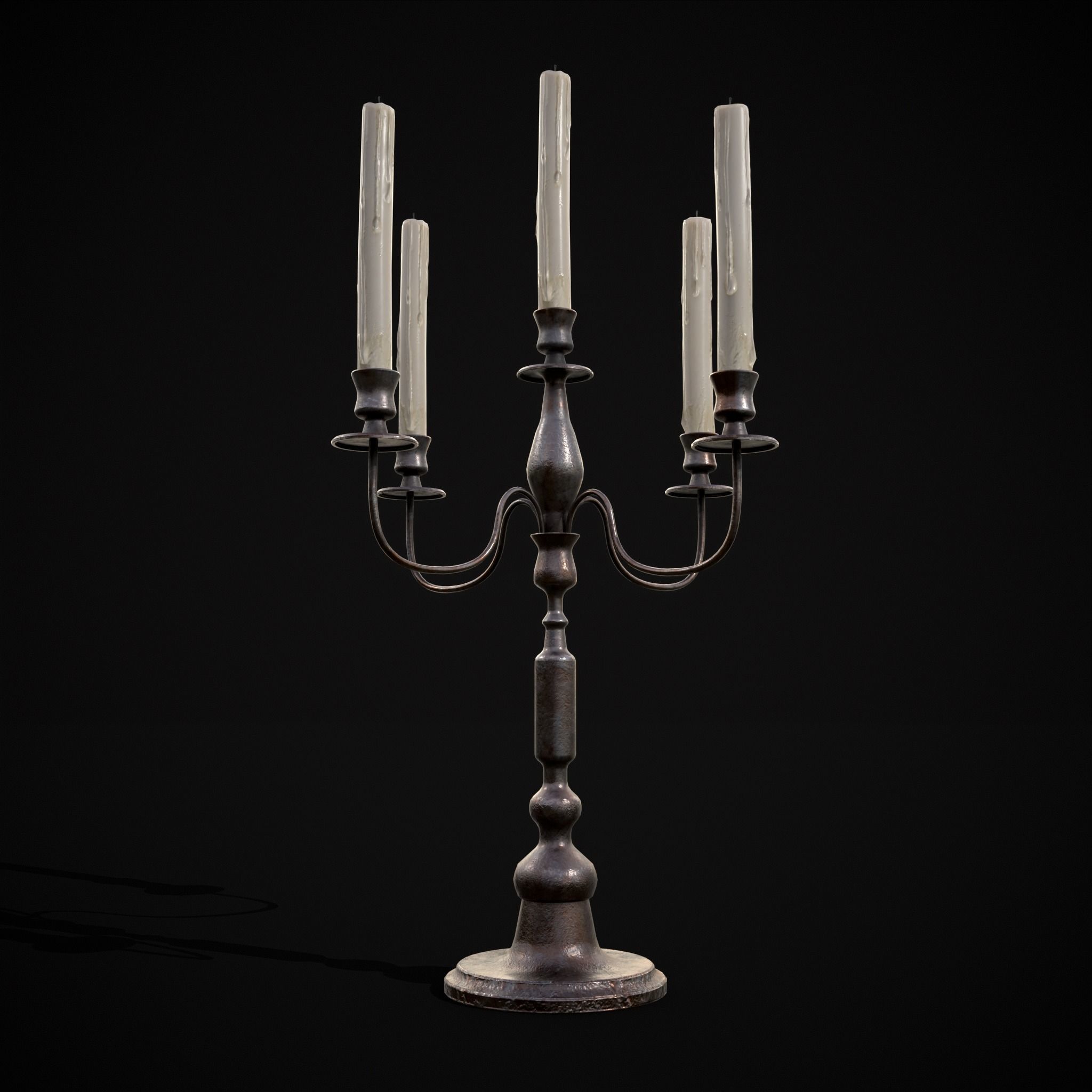 Five Point Candelabra Low-poly 3D model_21
