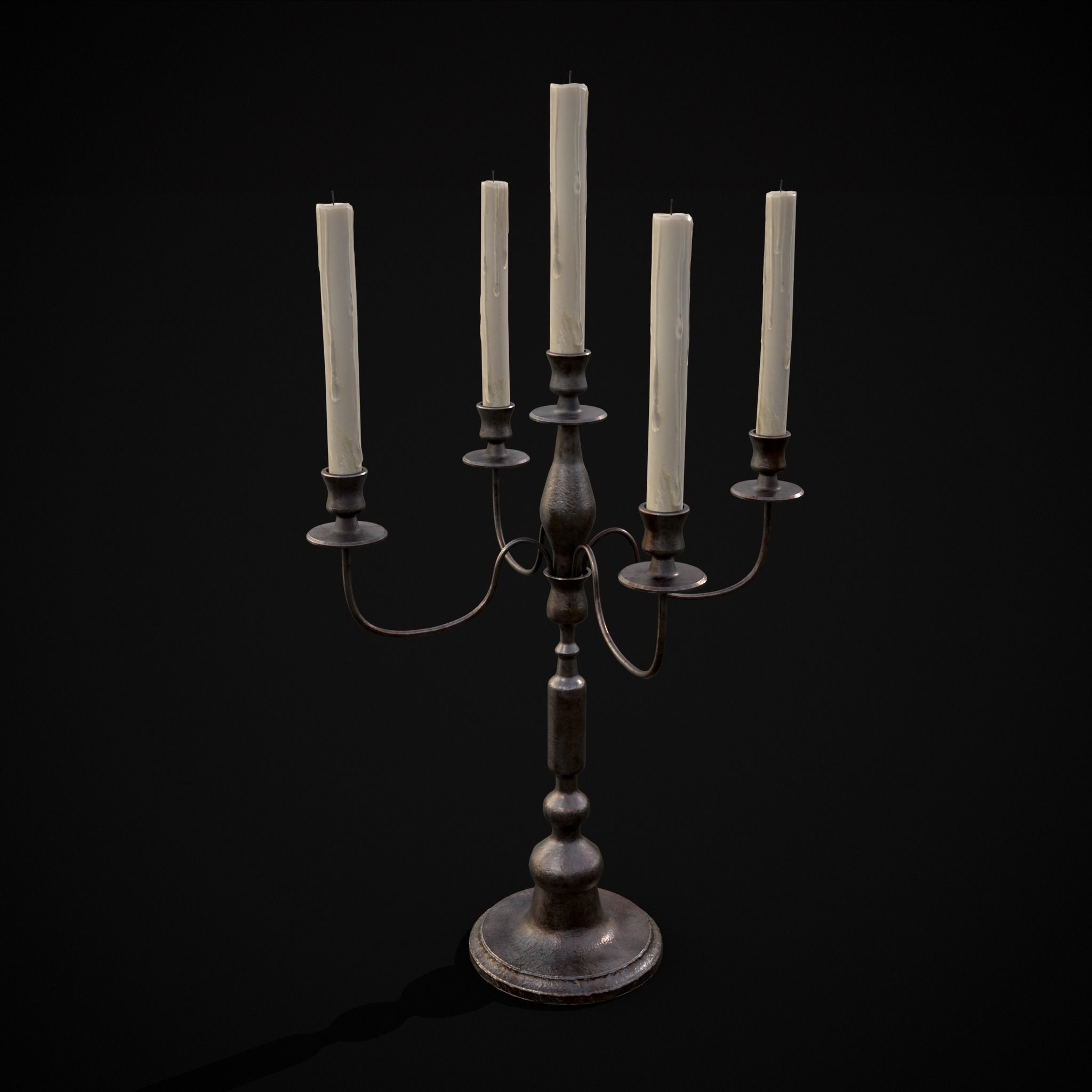 Five Point Candelabra Low-poly 3D model_19