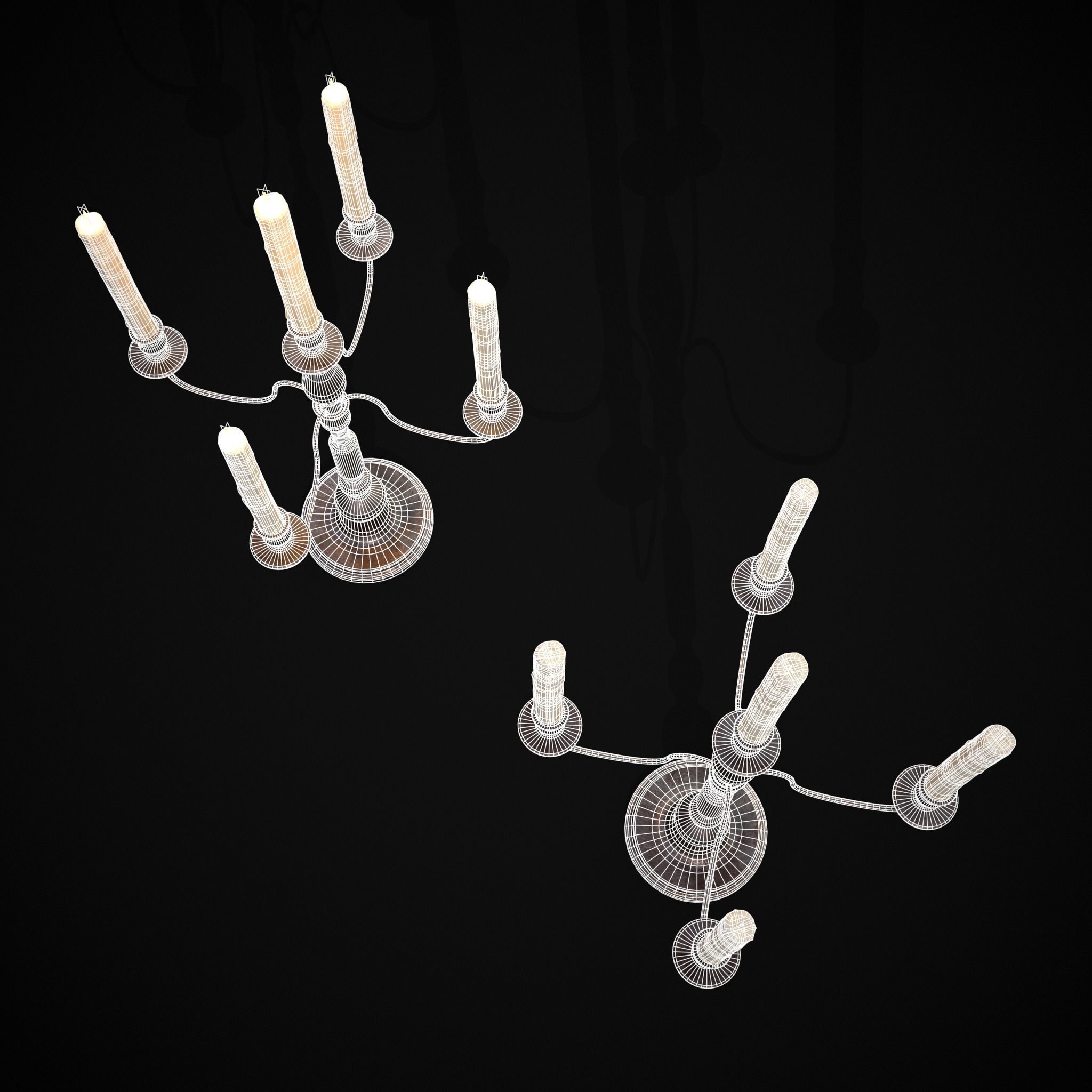 Five Point Candelabra Low-poly 3D model_12
