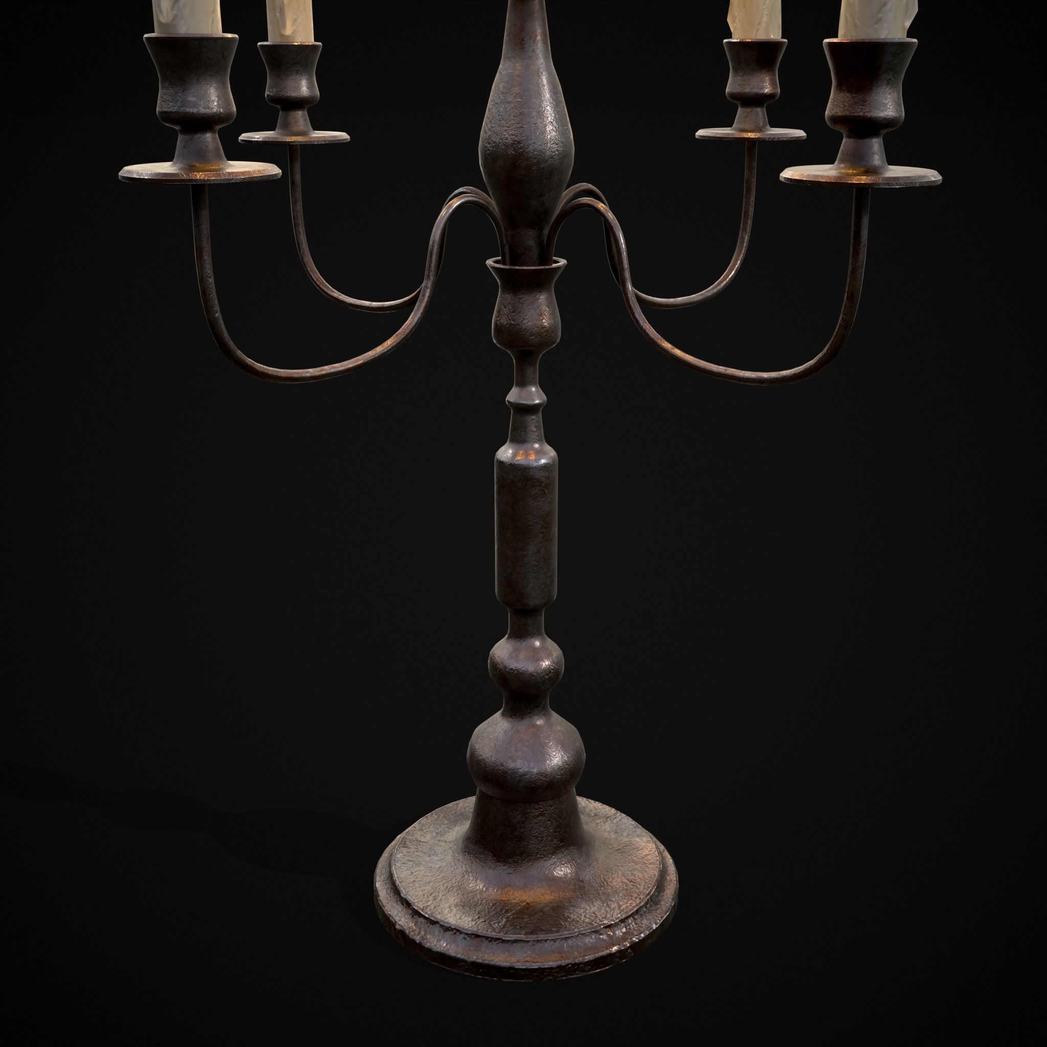 Five Point Candelabra Low-poly 3D model_15
