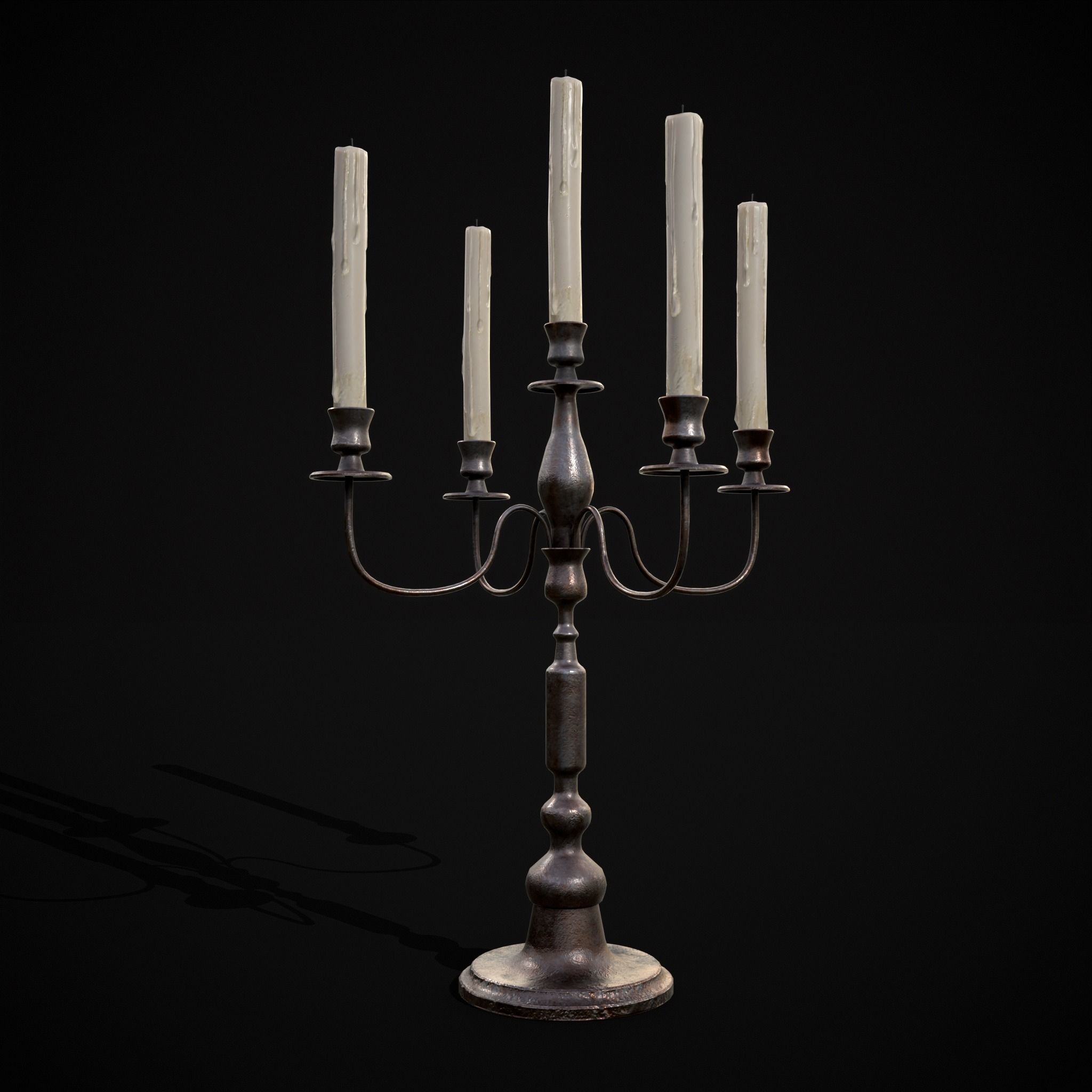 Five Point Candelabra Low-poly 3D model_17