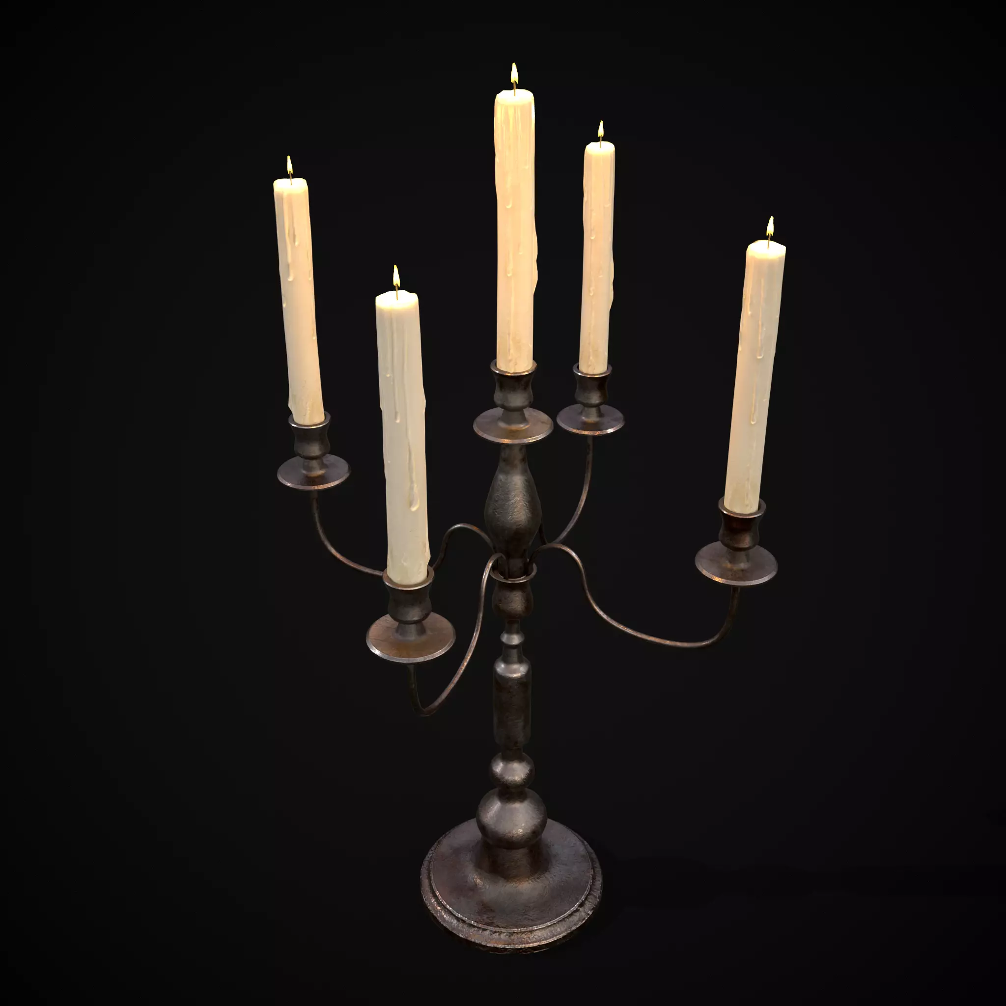 Five Point Candelabra Low-poly 3D model_0