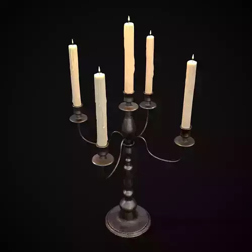 Five Point Candelabra Low-poly 3D model