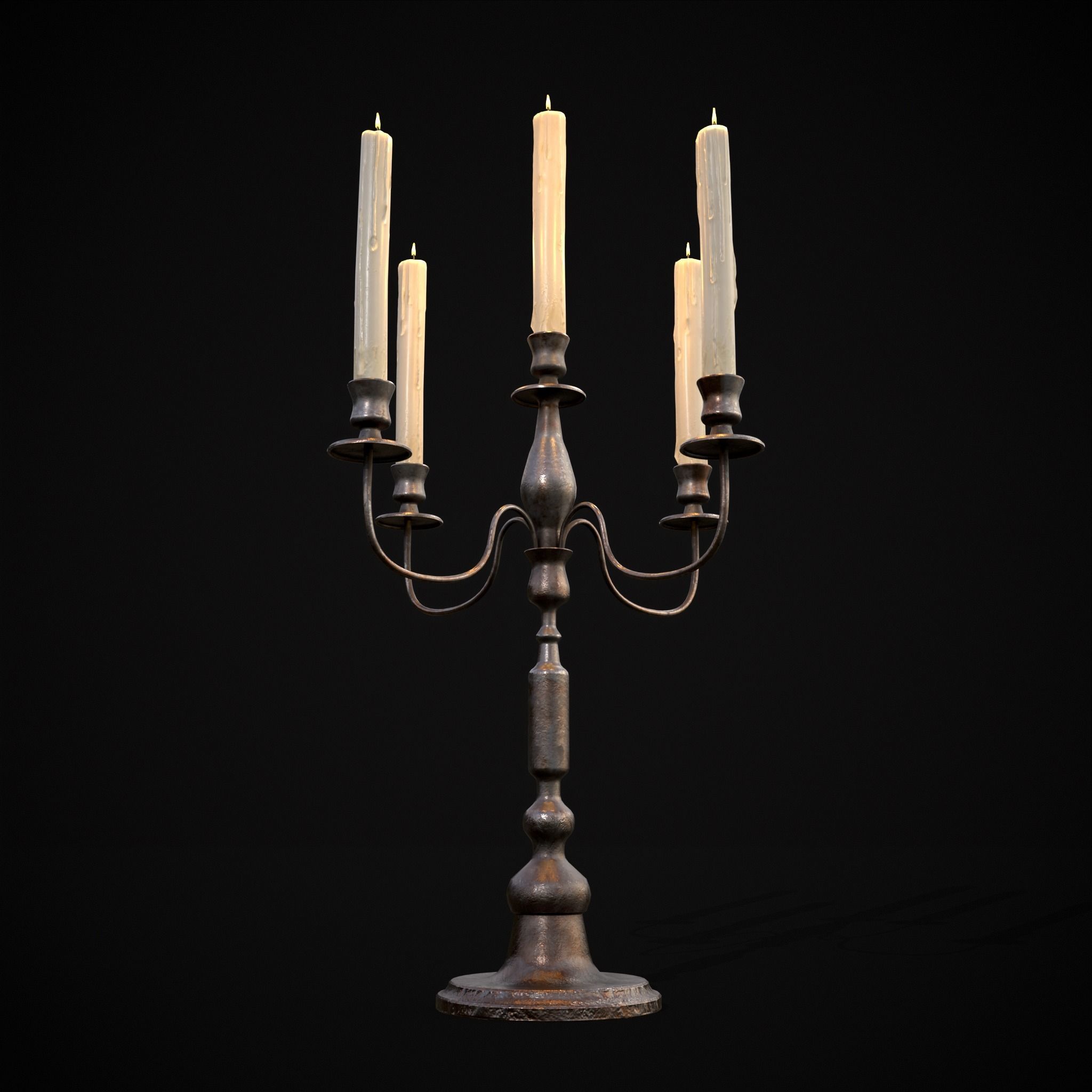 Five Point Candelabra Low-poly 3D model_13