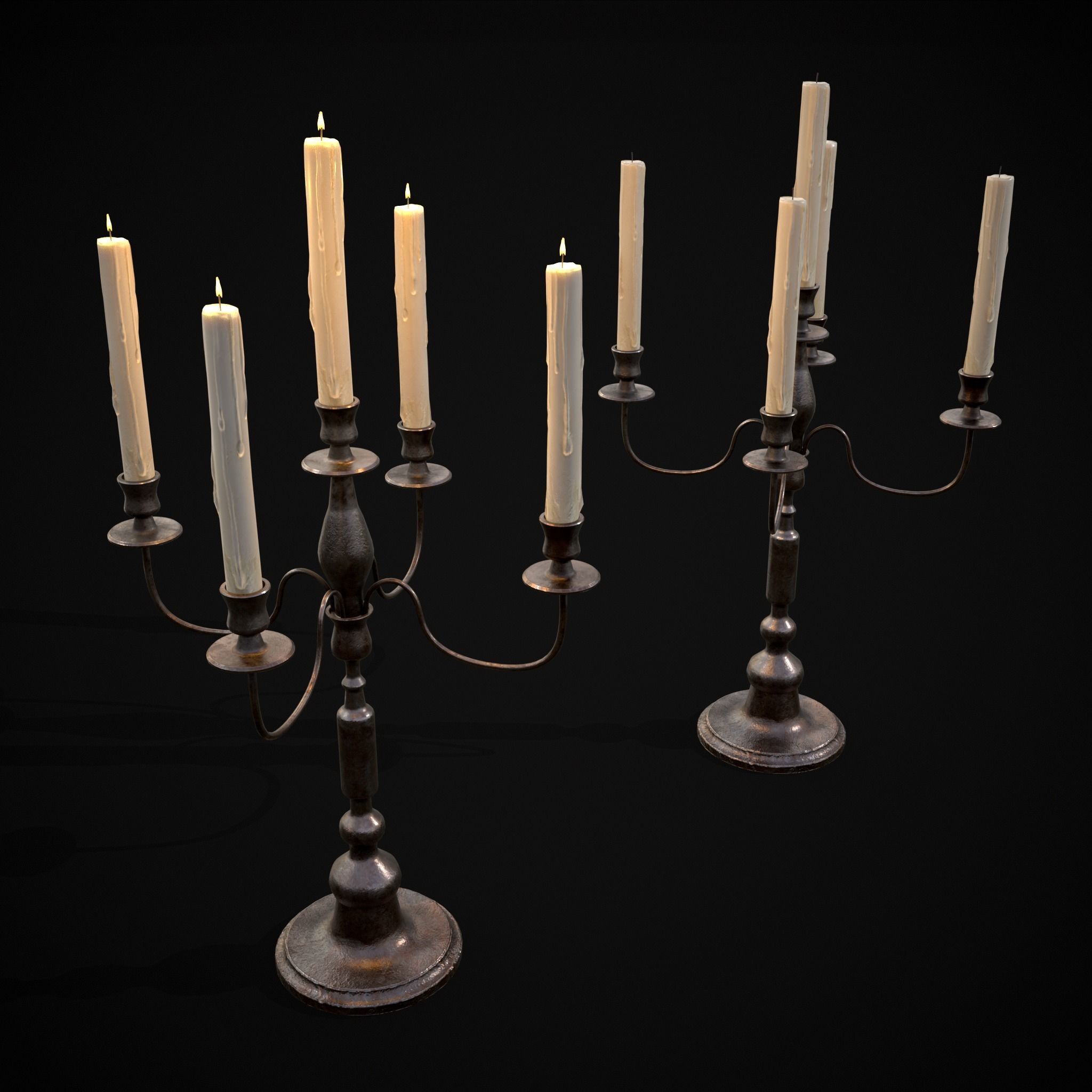 Five Point Candelabra Low-poly 3D model_23