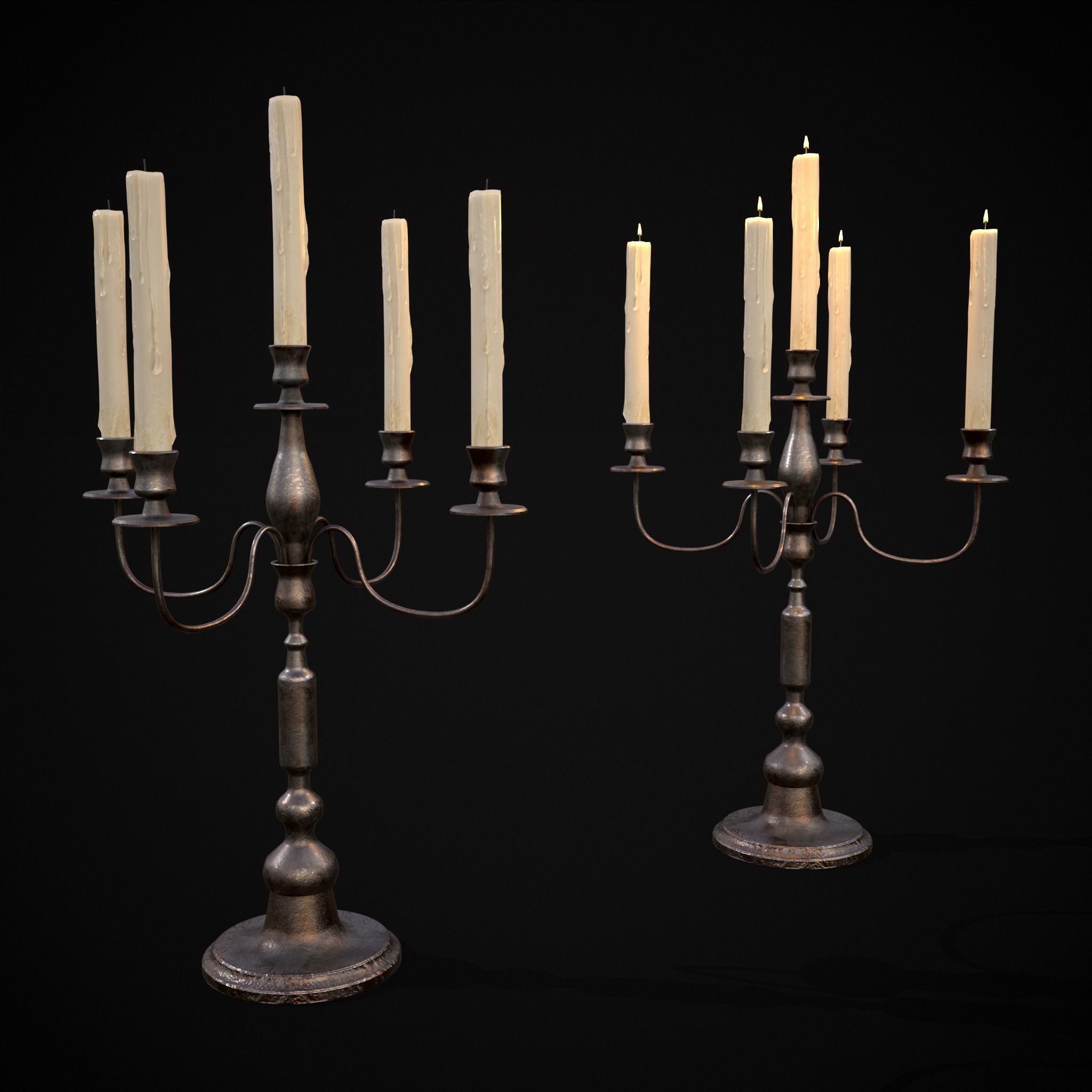 Five Point Candelabra Low-poly 3D model_27