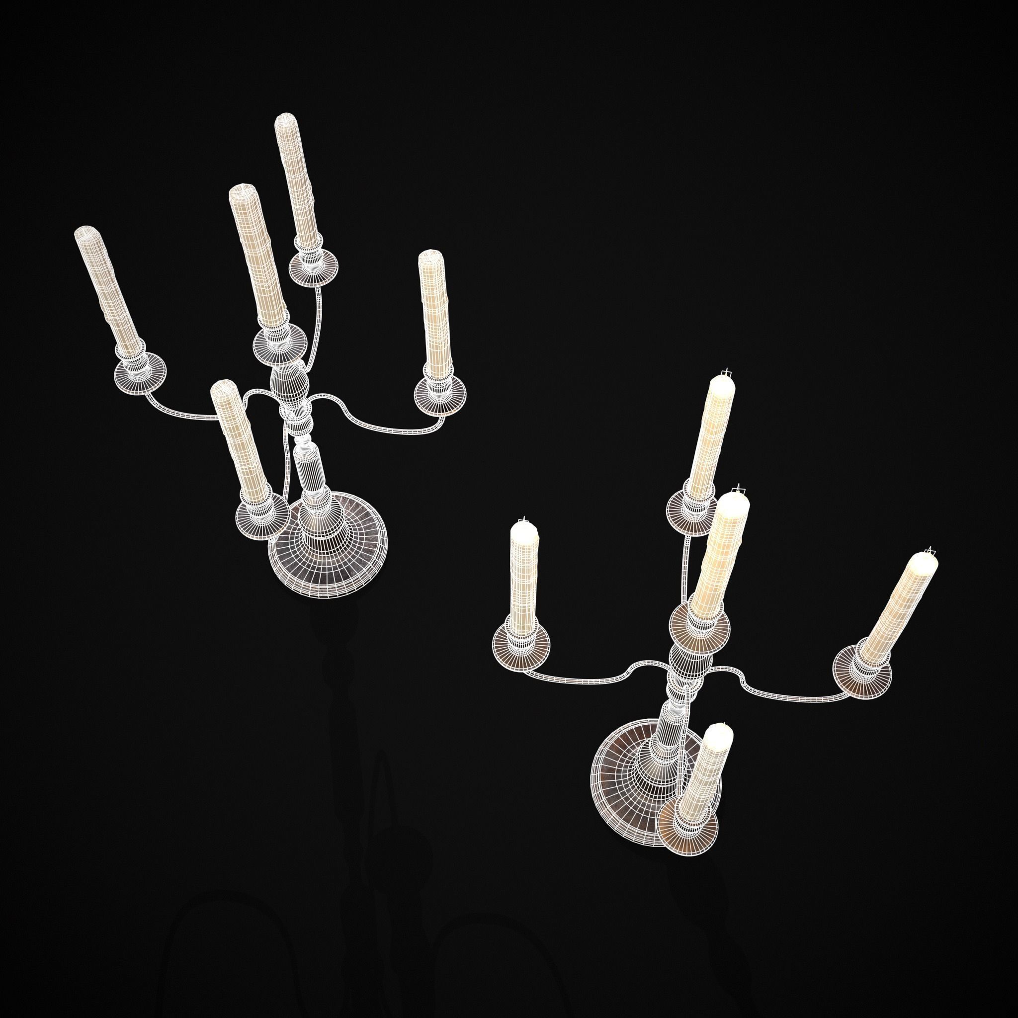 Five Point Candelabra Low-poly 3D model_26