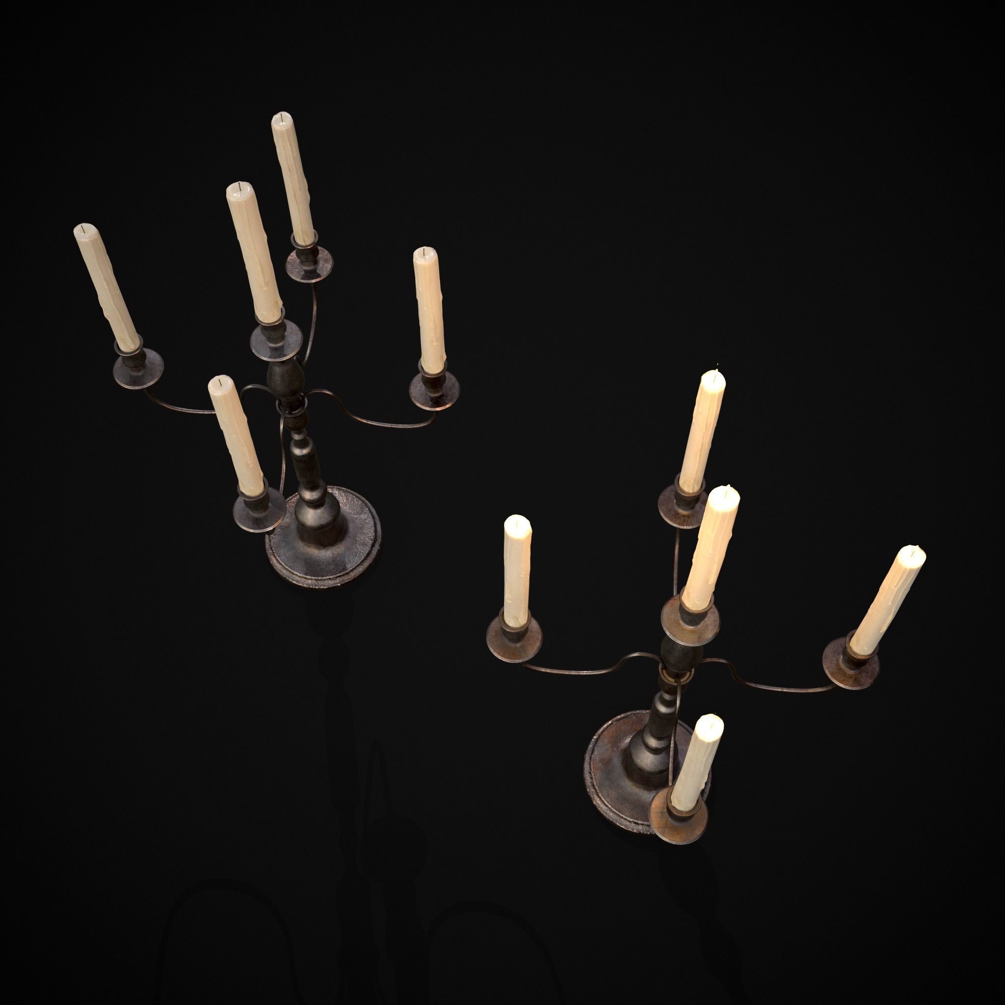 Five Point Candelabra Low-poly 3D model_25
