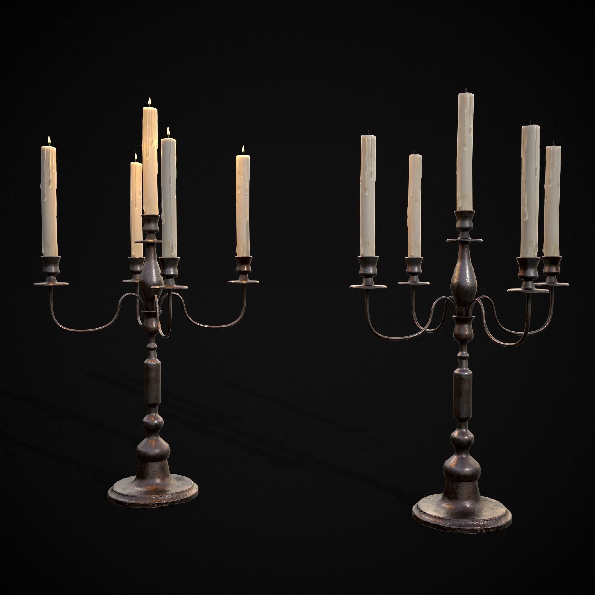 Five Point Candelabra Low-poly 3D model_29