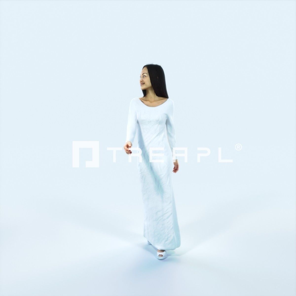 Passion 26M East Asian walking Event Elegant Woman Low-poly 3D model_5