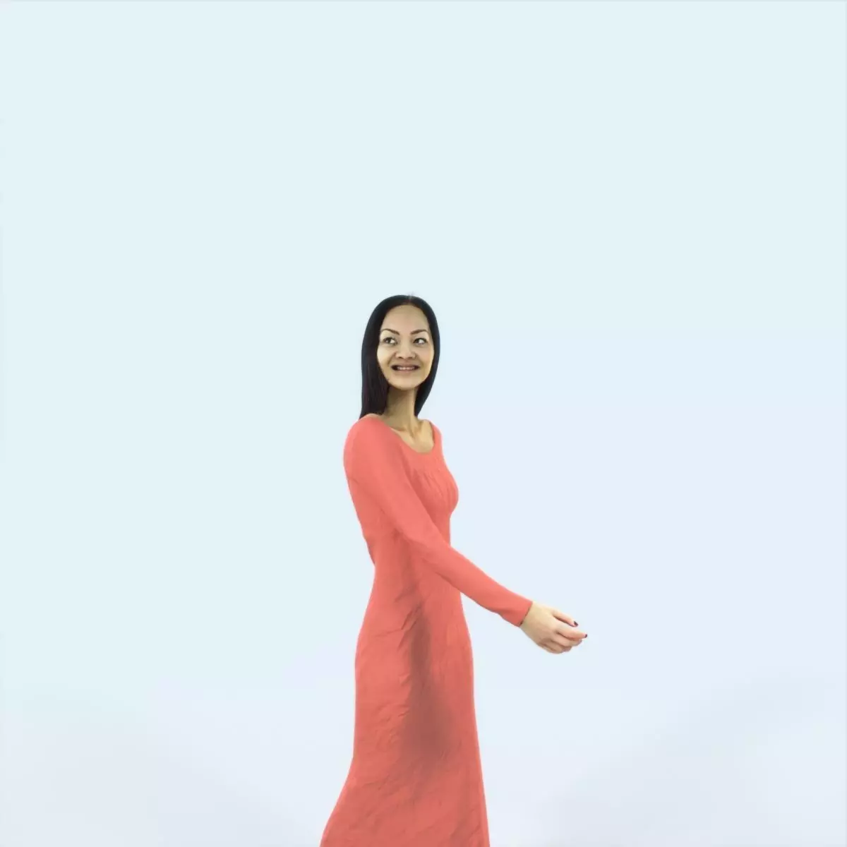 Passion 26K East Asian walking Event Elegant Woman Low-poly 3D model_0