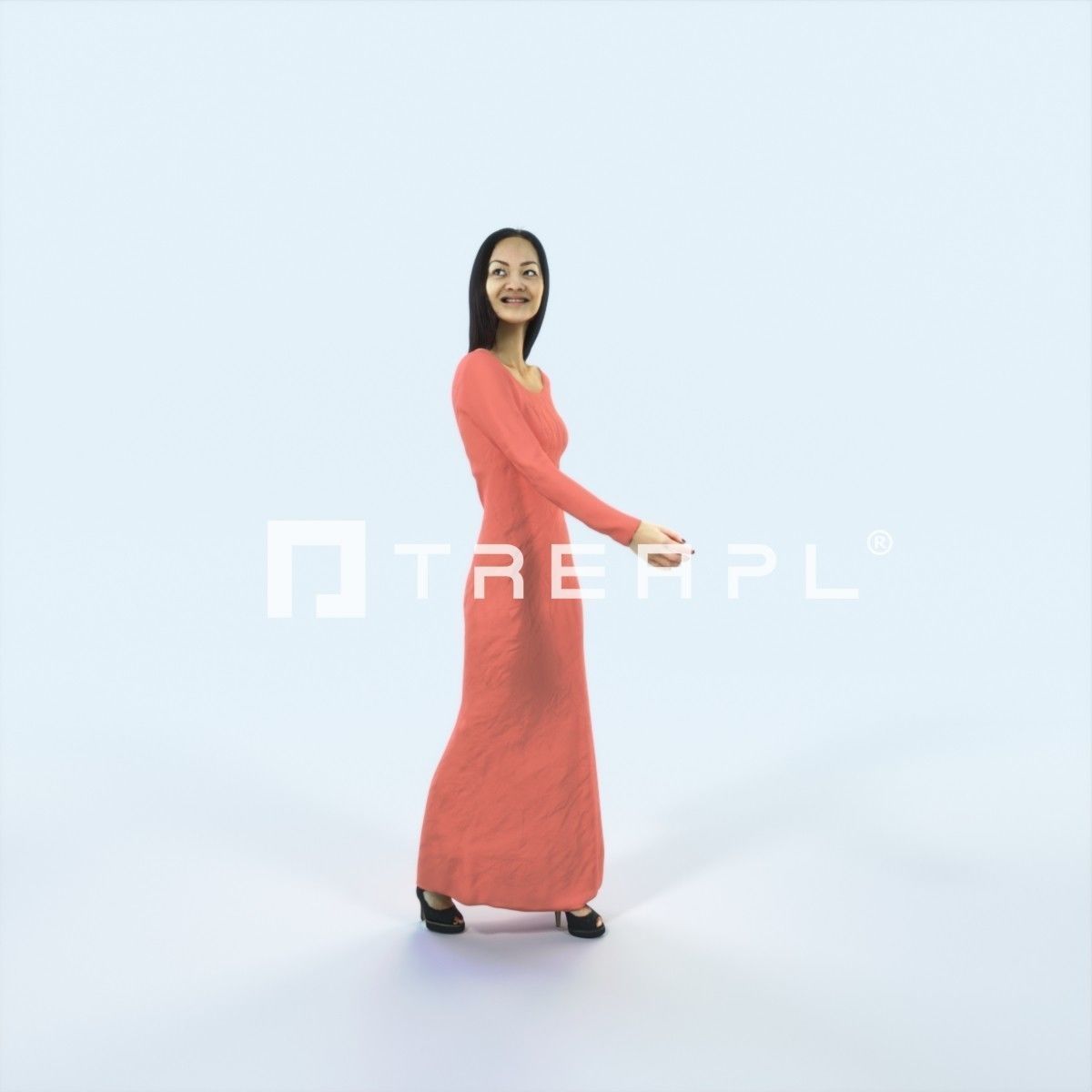 Passion 26K East Asian walking Event Elegant Woman Low-poly 3D model_1