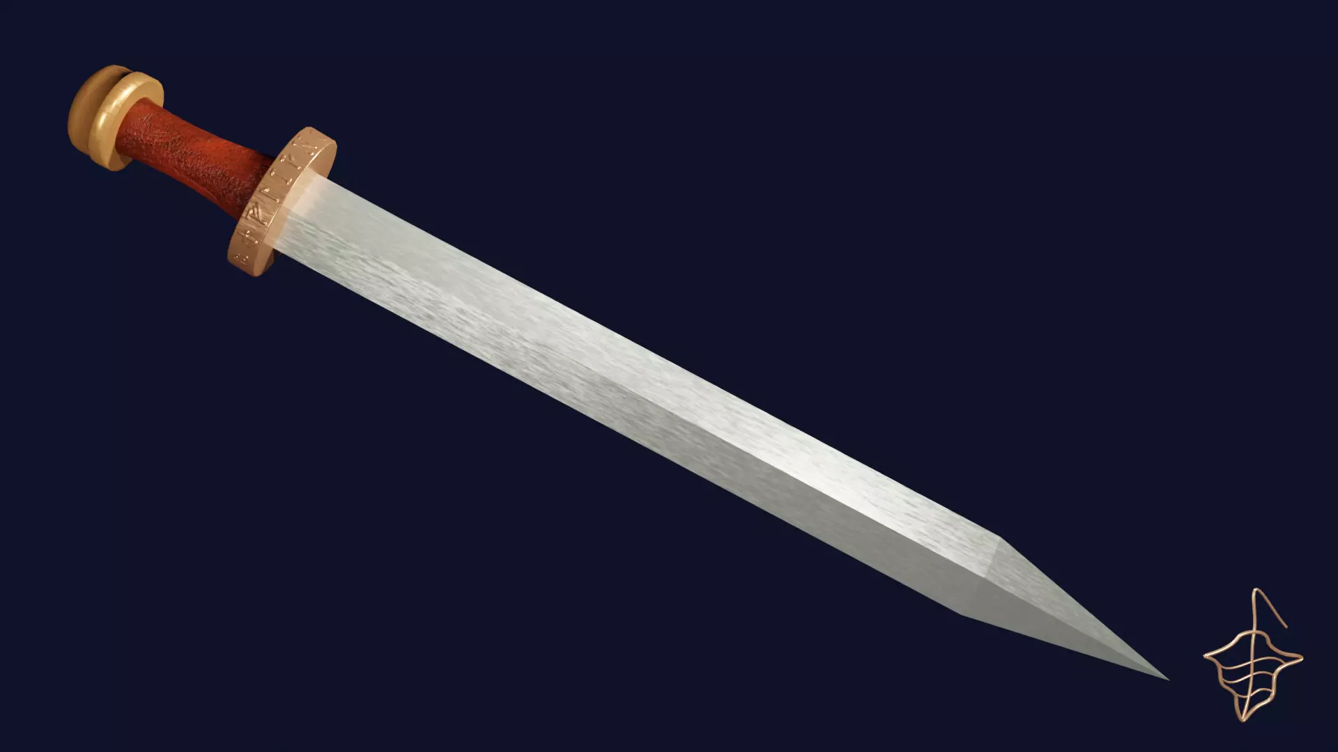 Spatha sword Low-poly 3D model_0