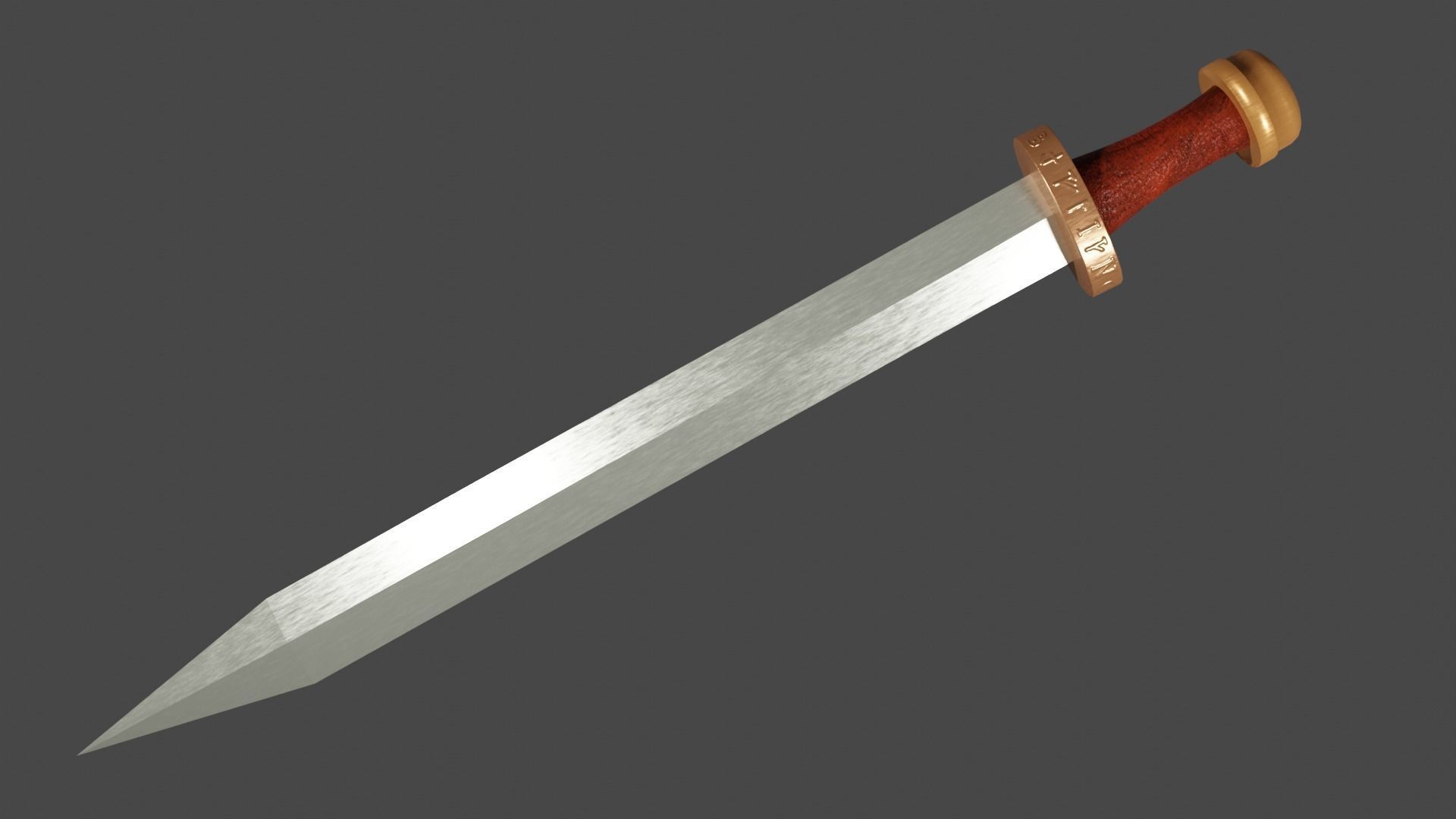 Spatha sword Low-poly 3D model_1