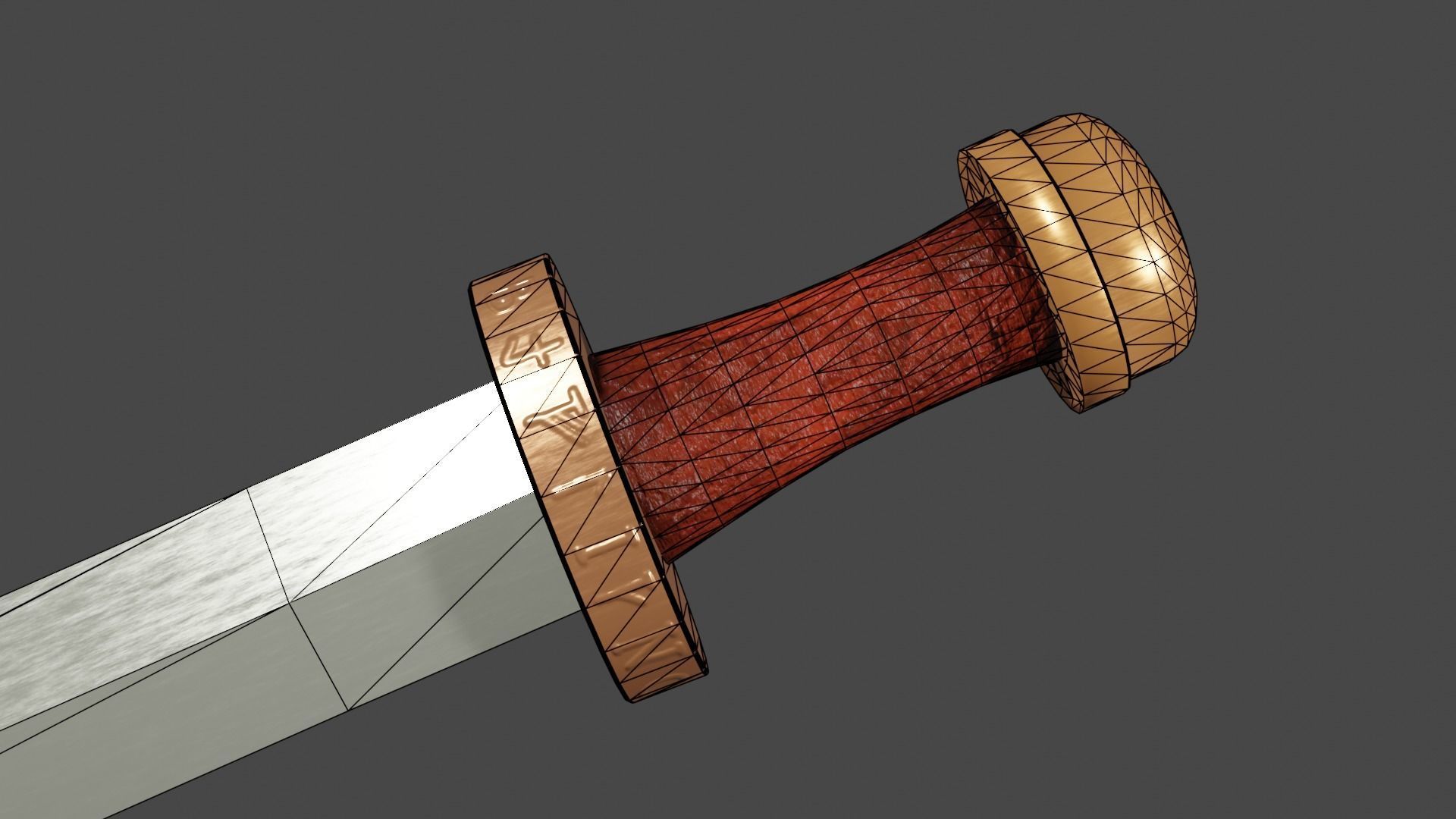 Spatha sword Low-poly 3D model_13