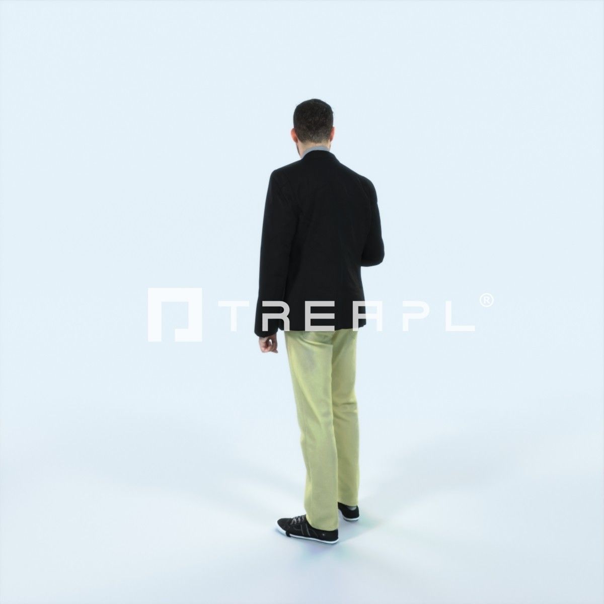 Portrait 03L Drinking Coffee Casual Man Low-poly 3D model_4