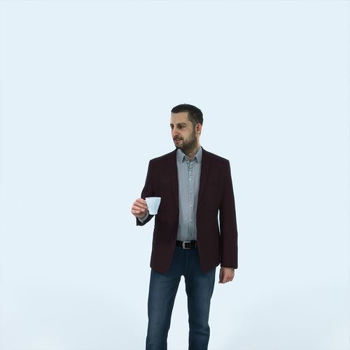 Portrait 03K Drinking Coffee Casual Man Low-poly 3D model