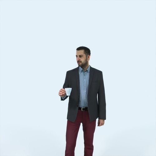 Portrait 03G Drinking Coffee Casual Man Low-poly 3D model