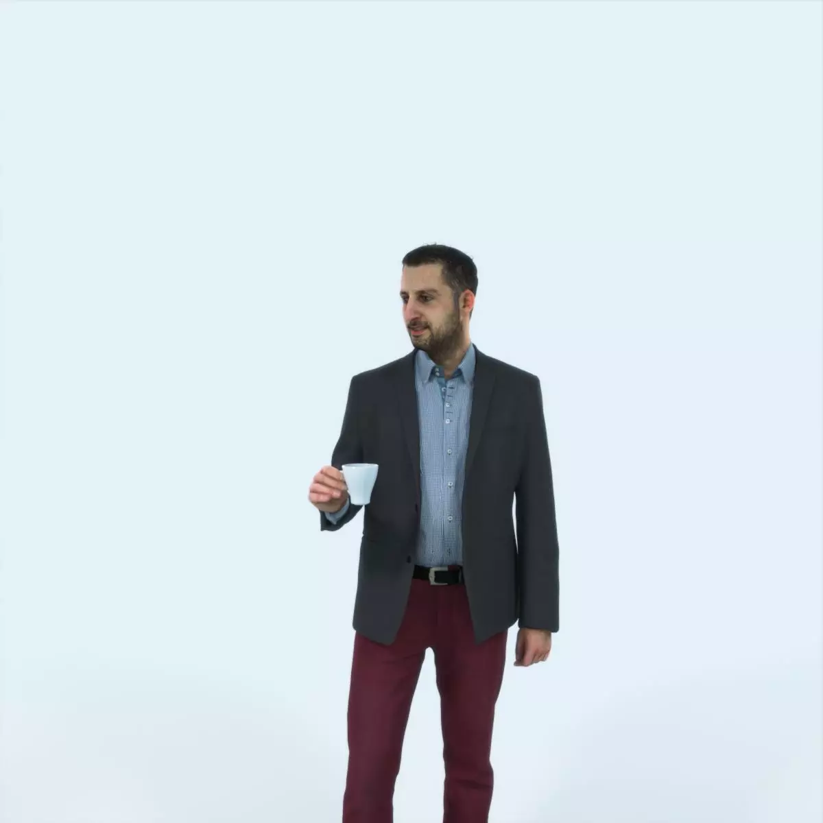 Portrait 03G Drinking Coffee Casual Man Low-poly 3D model_0