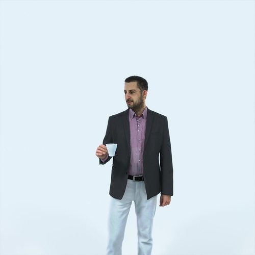 Portrait 03D Drinking Coffee Casual Man Low-poly 3D model