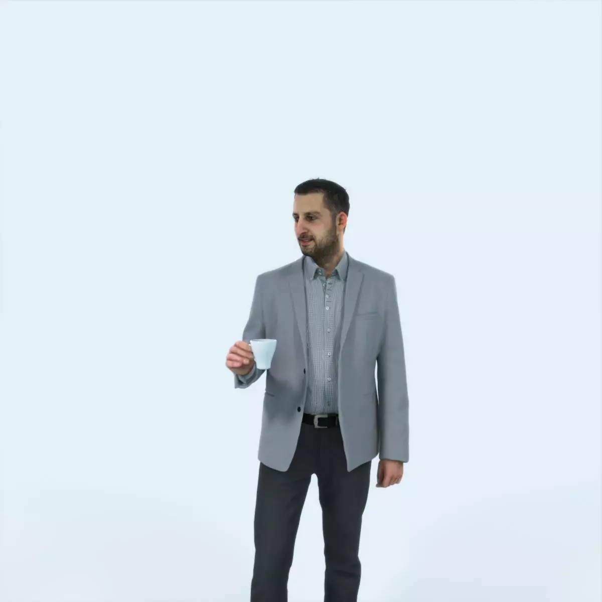 Portrait 03C Drinking Coffee Casual Man Low-poly 3D model_0