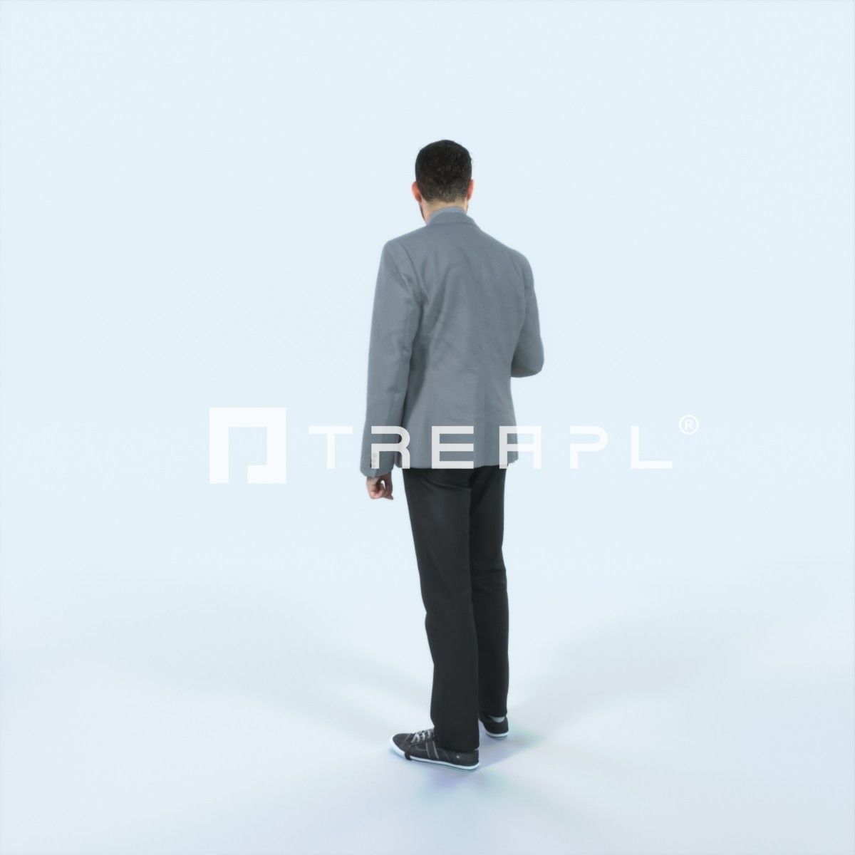 Portrait 03C Drinking Coffee Casual Man Low-poly 3D model_4