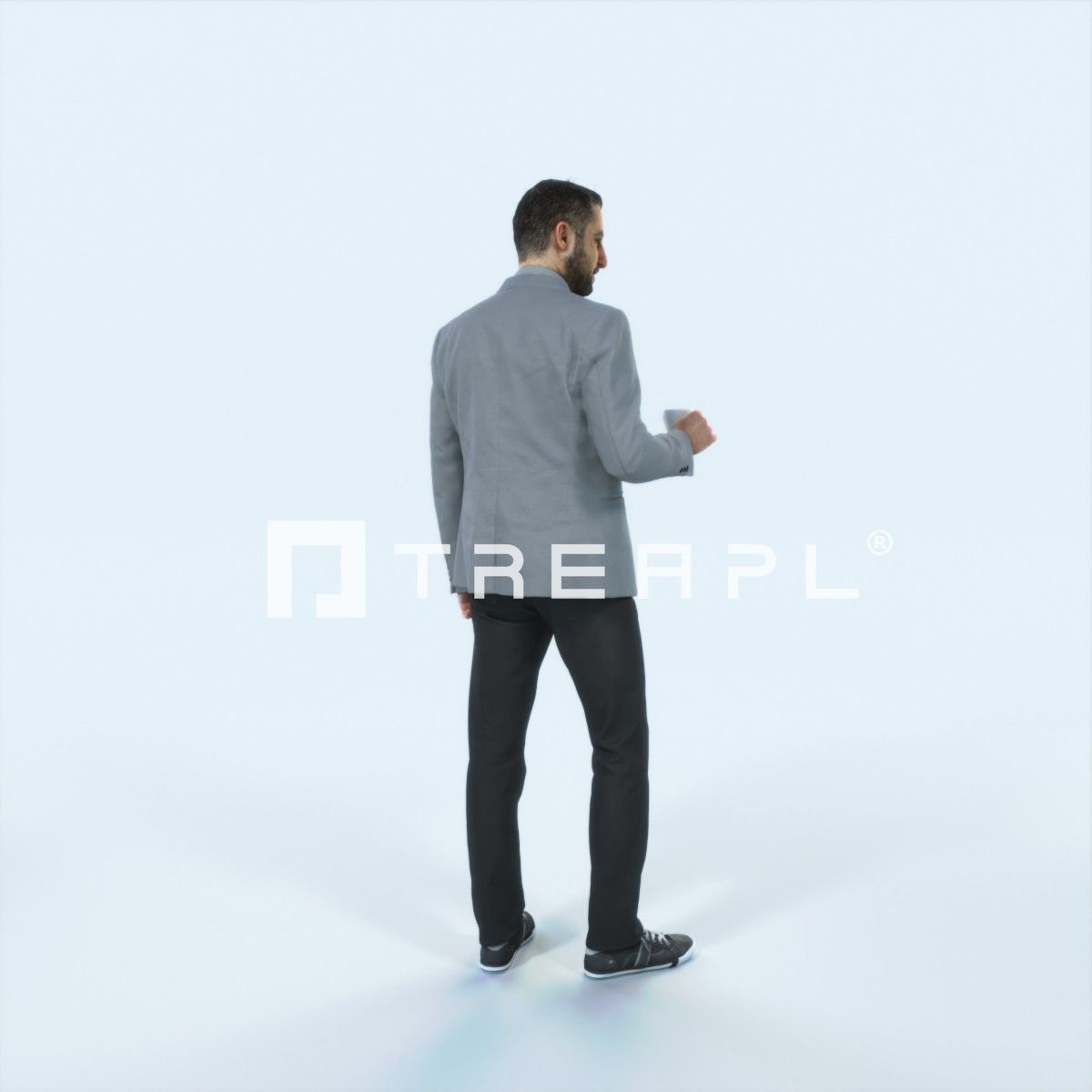 Portrait 03C Drinking Coffee Casual Man Low-poly 3D model_3