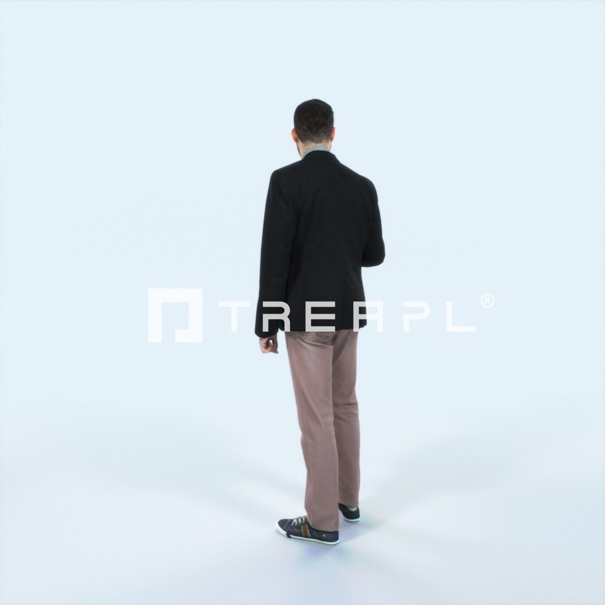 Portrait 03A Drinking Coffee Casual Man Low-poly 3D model_4