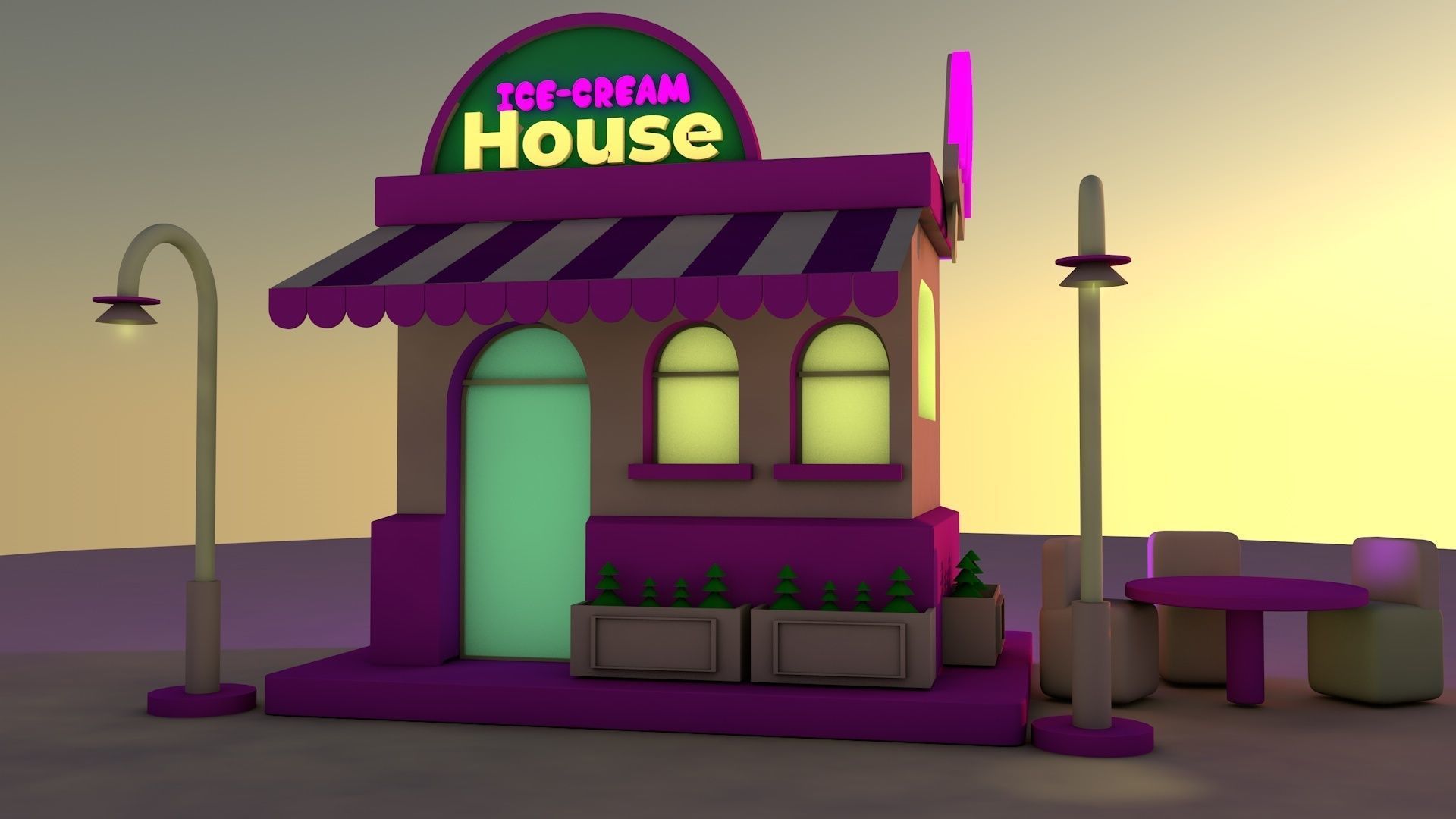 Ice Cream Shop Free low-poly 3D model_1