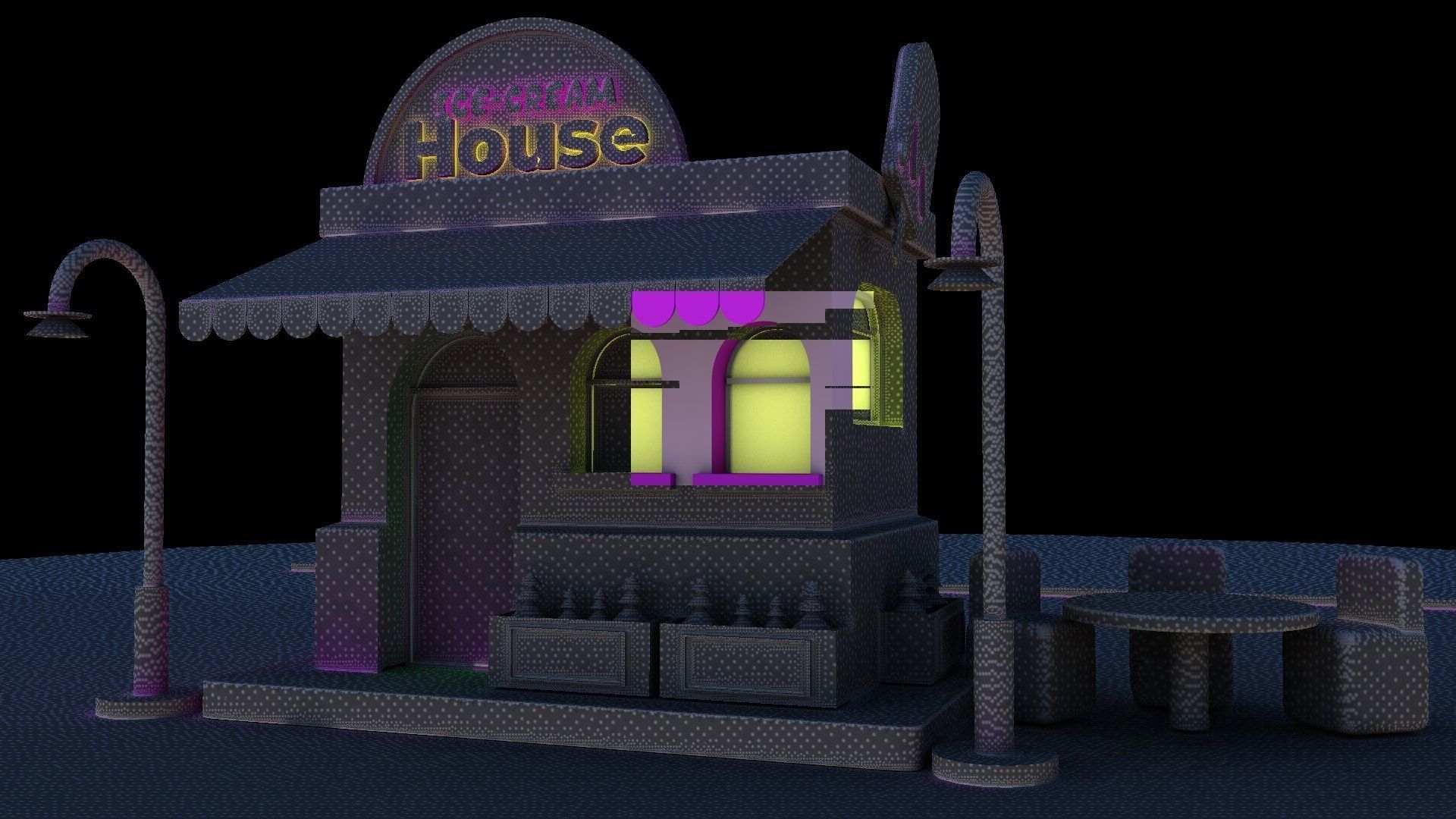 Ice Cream Shop Free low-poly 3D model_3
