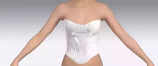 Corset blouse  white color and satin fabric detail modern look