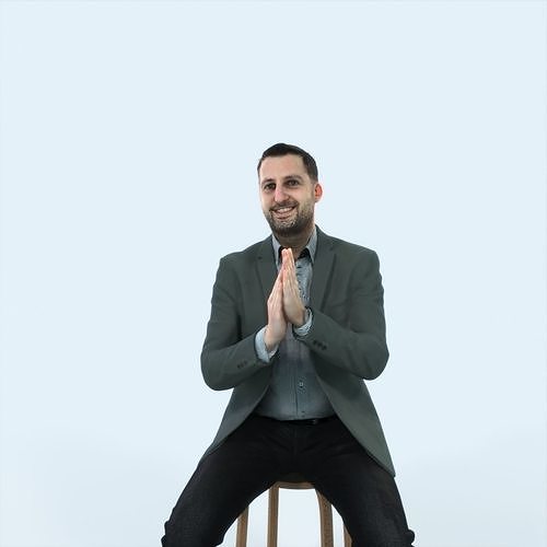 Portrait 08J Clapping Sitting Casual Man Low-poly 3D model