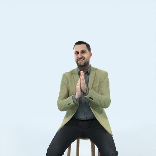 Portrait 08I Clapping Sitting Casual Man Low-poly 3D model