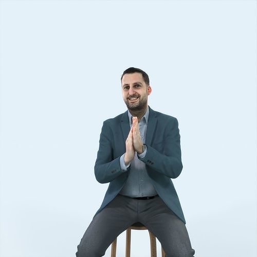 Portrait 08G Clapping Sitting Casual Man Low-poly 3D model