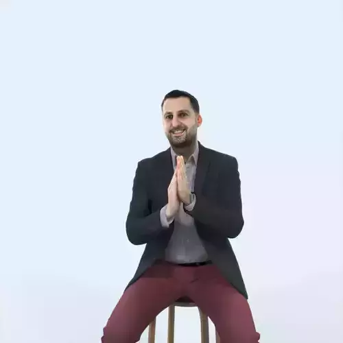 Portrait 08E Clapping Sitting Casual Man Low-poly 3D model