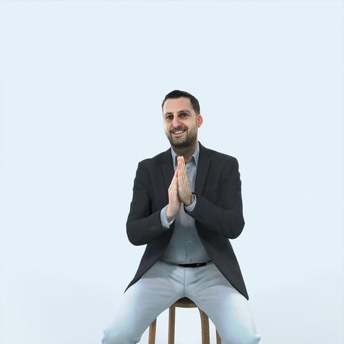 Portrait 08C Clapping Sitting Casual Man Low-poly 3D model