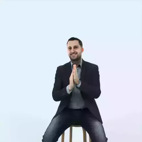 Portrait 08A Clapping Sitting Casual Man Low-poly 3D model