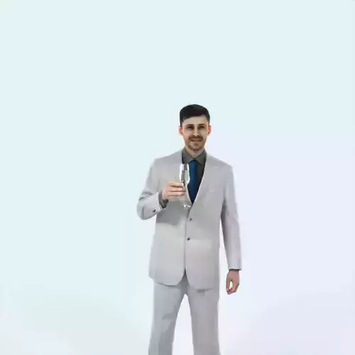 Posture 02H Champagne Glass Elegant Man Low-poly 3D model