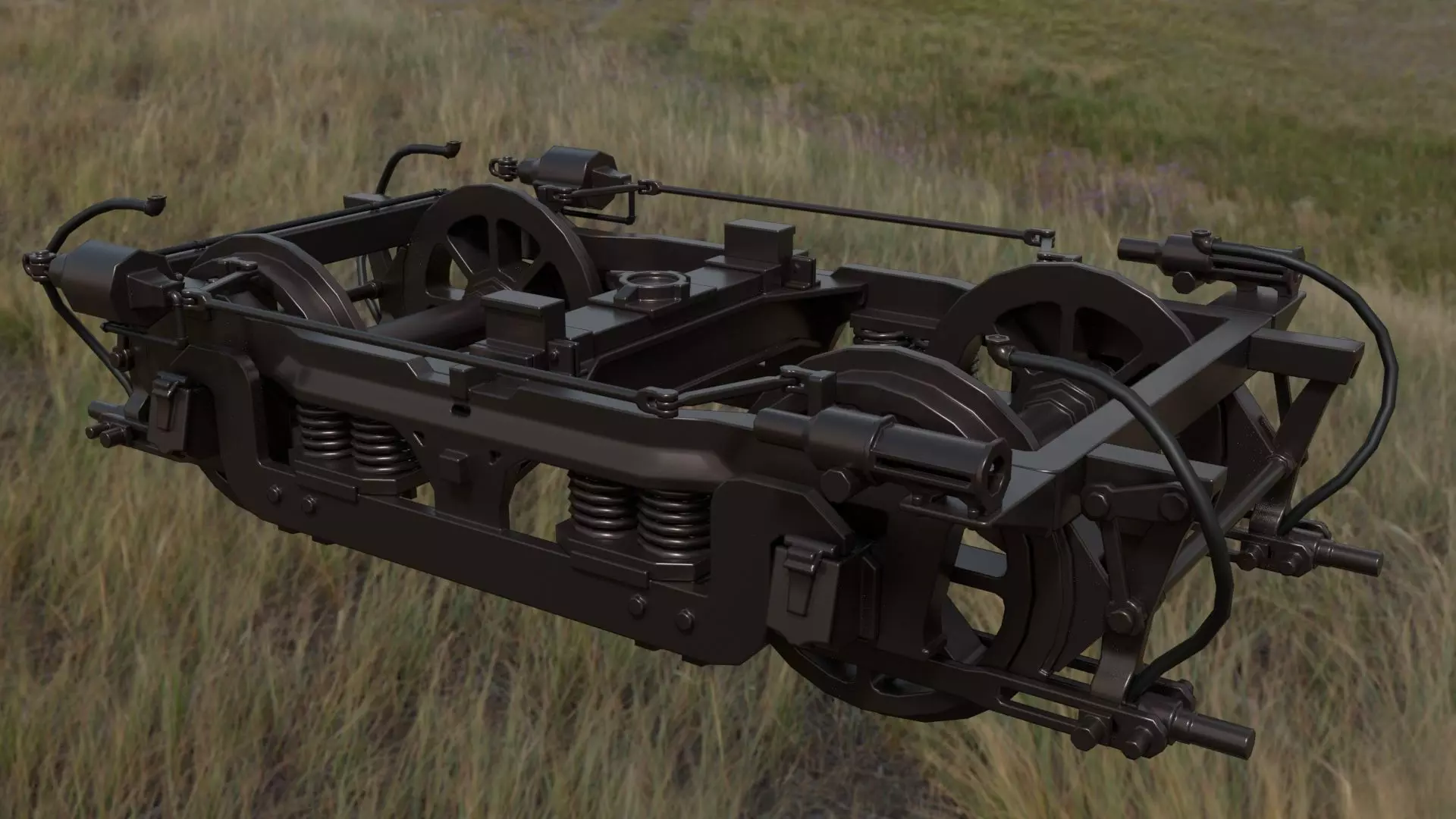 Rigged low poly train bogie Low-poly 3D model