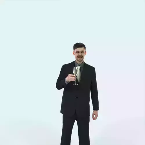 Posture 02A Champagne Glass Elegant Man