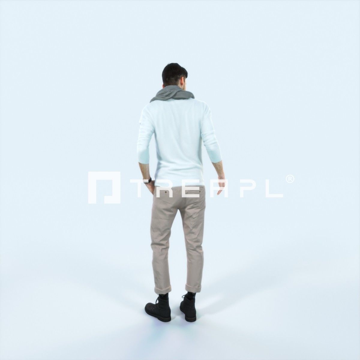 Posture 03M Couple Casual Man Low-poly 3D model_3