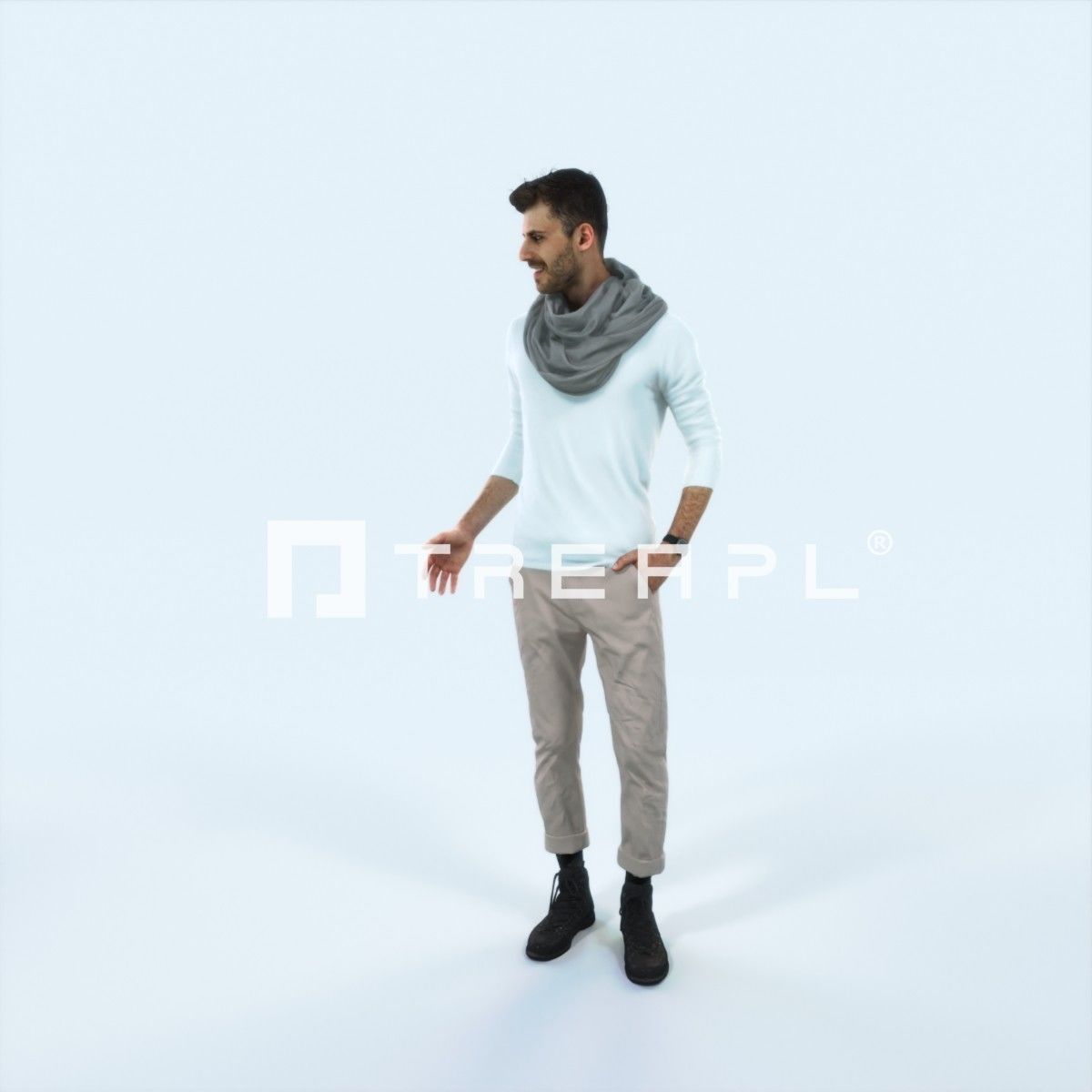 Posture 03M Couple Casual Man Low-poly 3D model_5