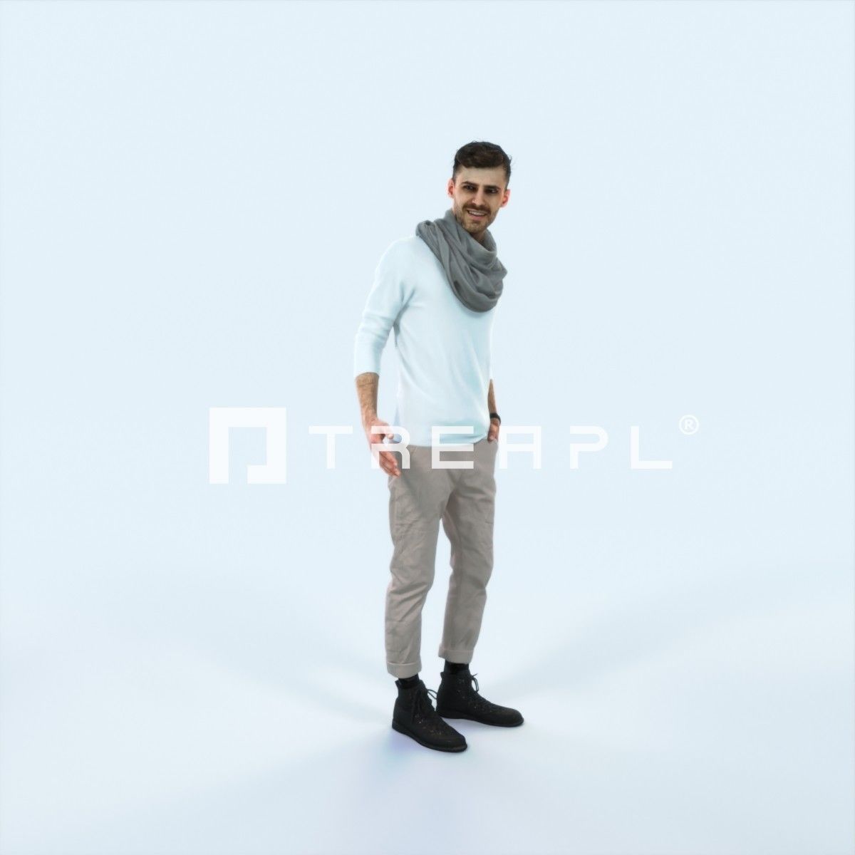 Posture 03M Couple Casual Man Low-poly 3D model_1