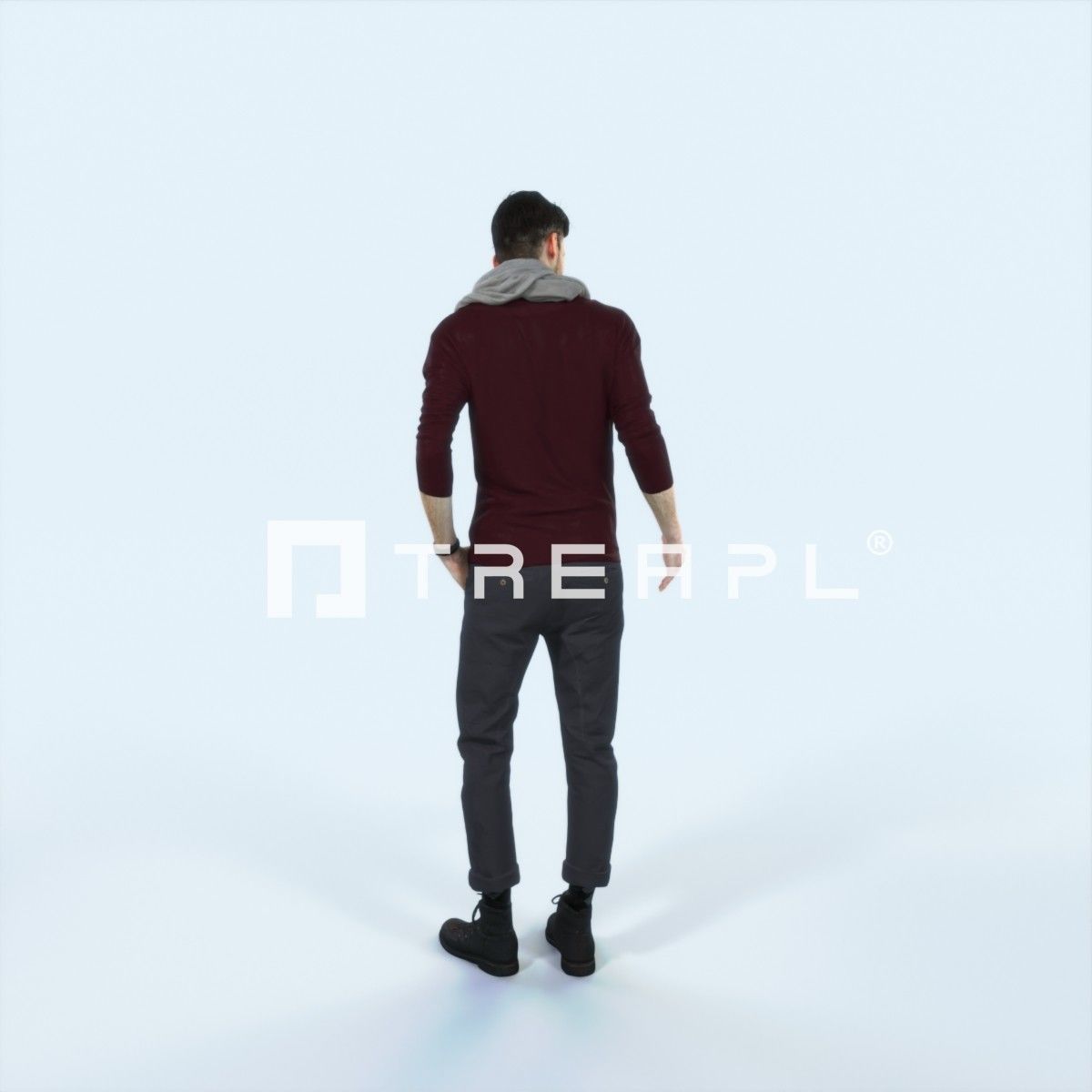 Posture 03L Couple Casual Man Low-poly 3D model_3