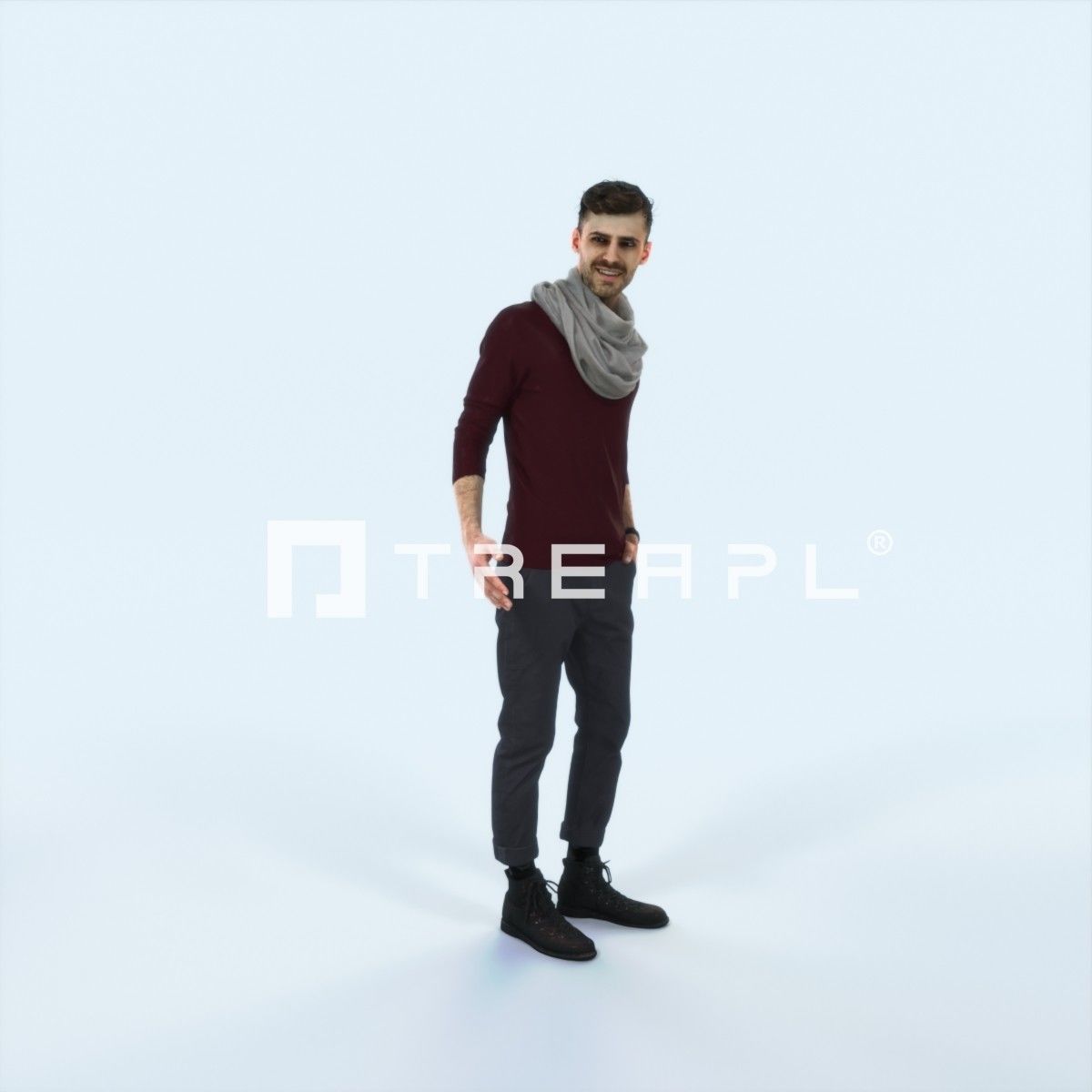 Posture 03L Couple Casual Man Low-poly 3D model_1