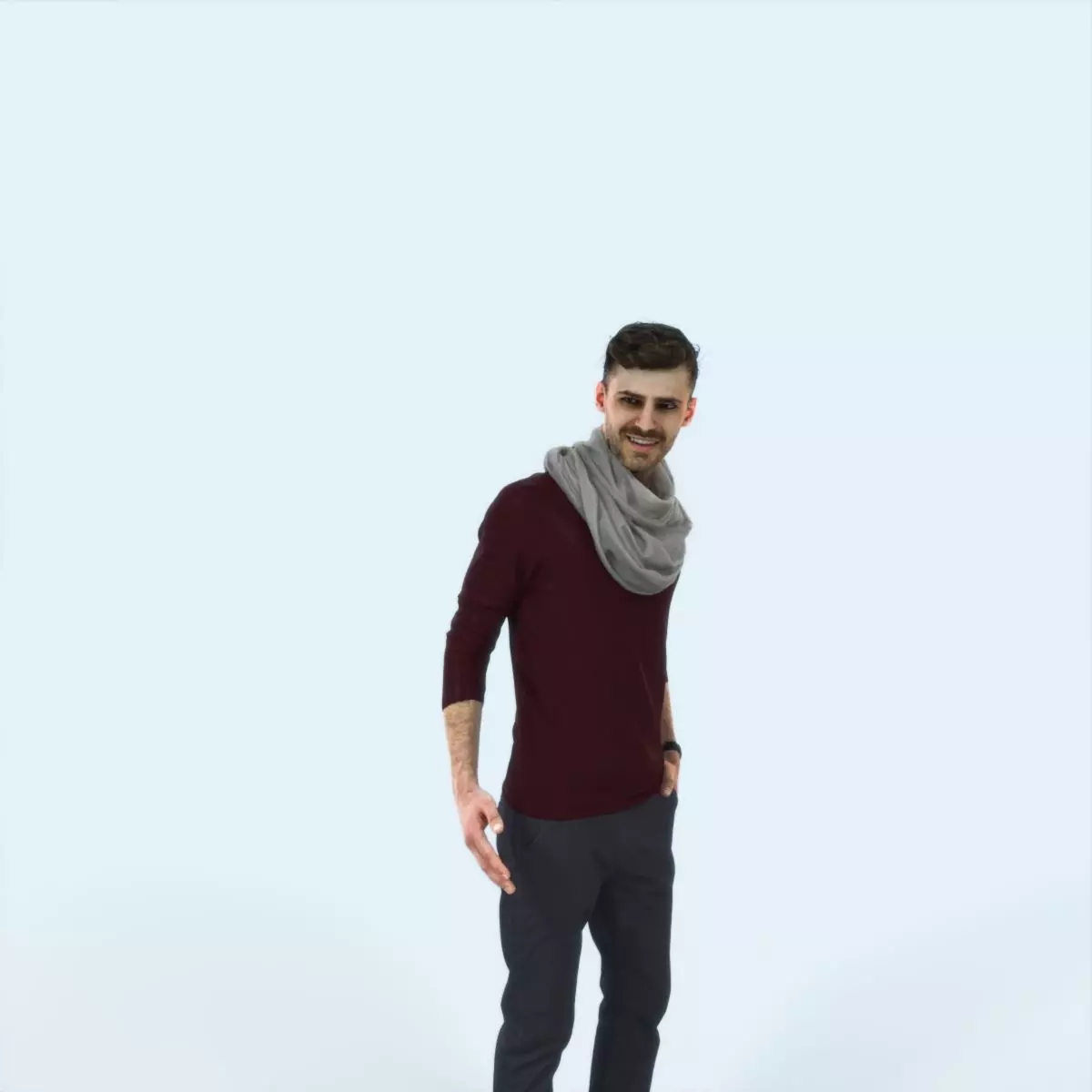 Posture 03L Couple Casual Man Low-poly 3D model_0