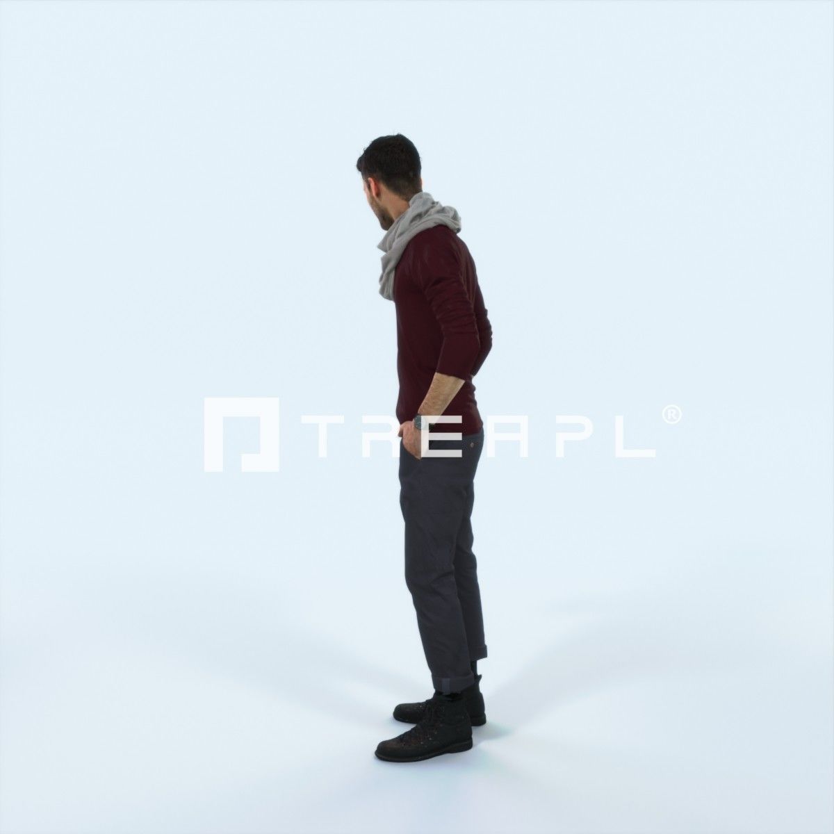 Posture 03L Couple Casual Man Low-poly 3D model_4